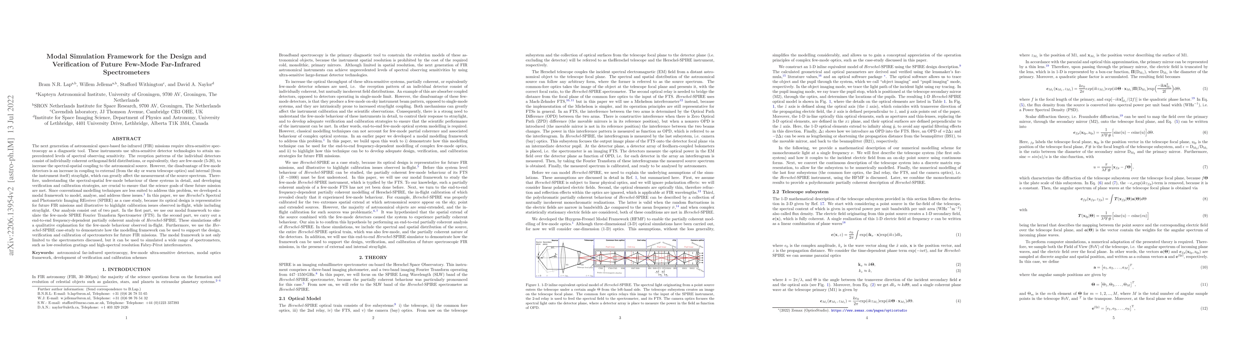 Thumbnail for Modal Simulation Framework for the Design and Verification of Future
  Few-Mode Far-Infrared Spectrometers