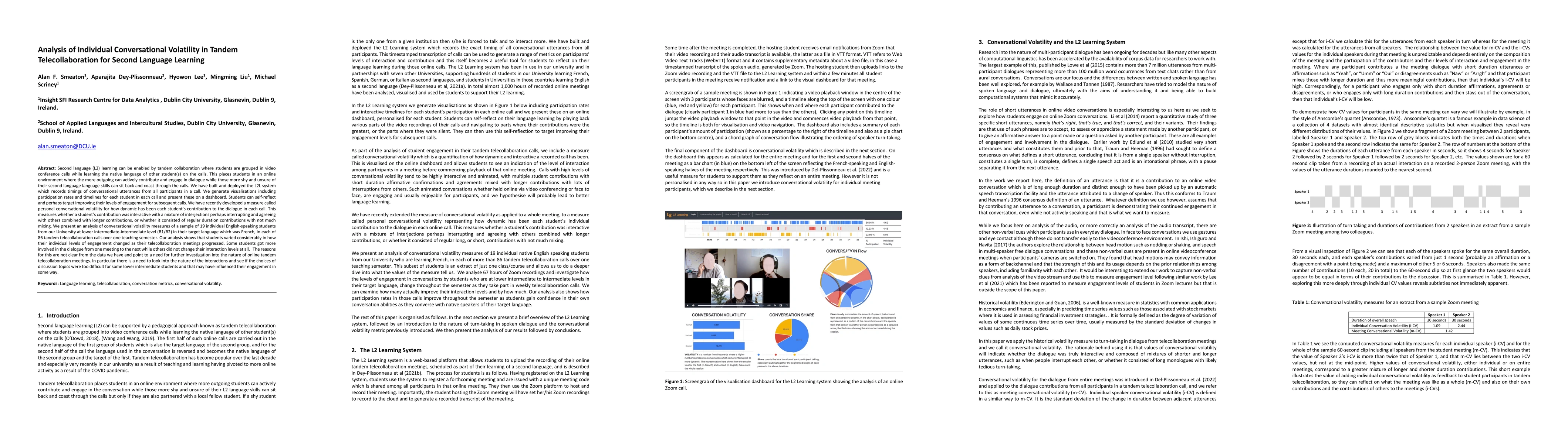 Thumbnail for Analysis of Individual Conversational Volatility in Tandem
  Telecollaboration for Second Language Learning