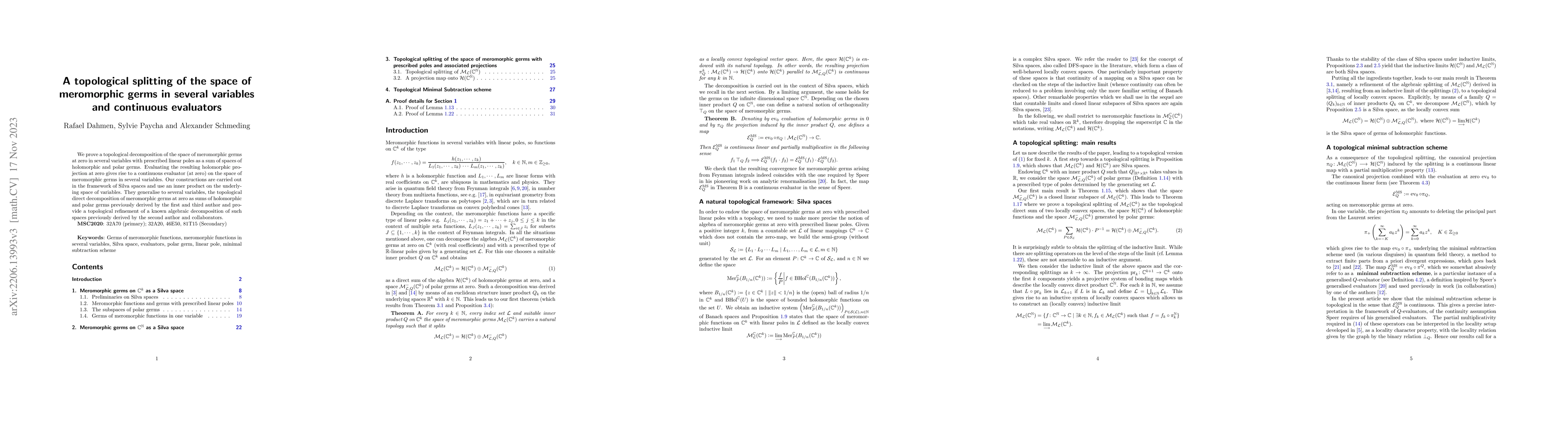 Thumbnail for A topological splitting of the space of meromorphic germs in several
  variables and continuous evaluators