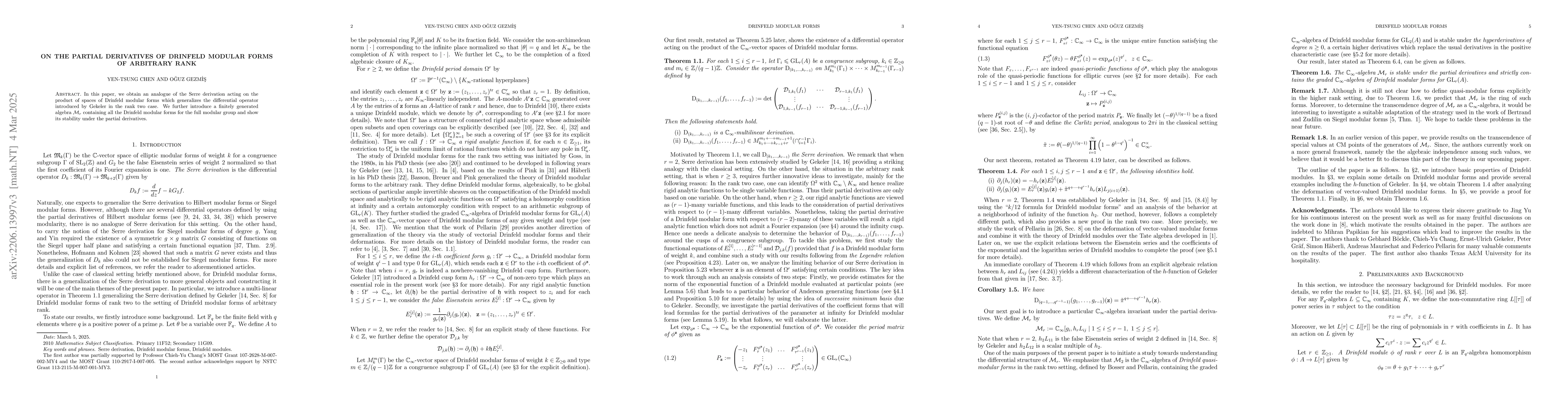 Thumbnail for On the partial derivatives of Drinfeld modular forms of arbitrary rank