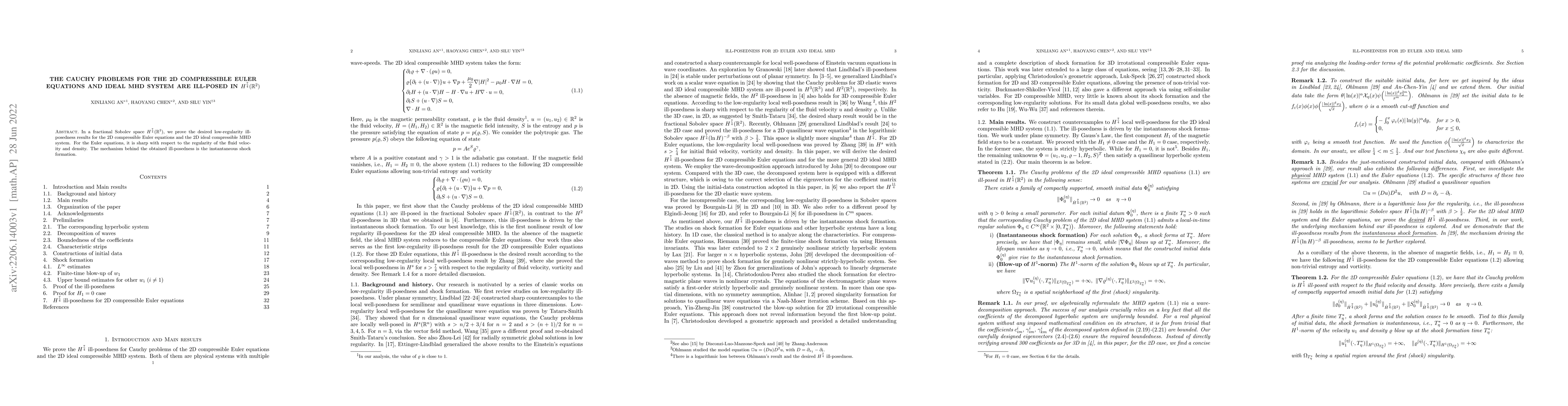 Thumbnail for The Cauchy problems for the 2D compressible Euler equations and ideal
  MHD system are ill-posed in $H^\frac{7}{4}(\mathbb{R}^2)$