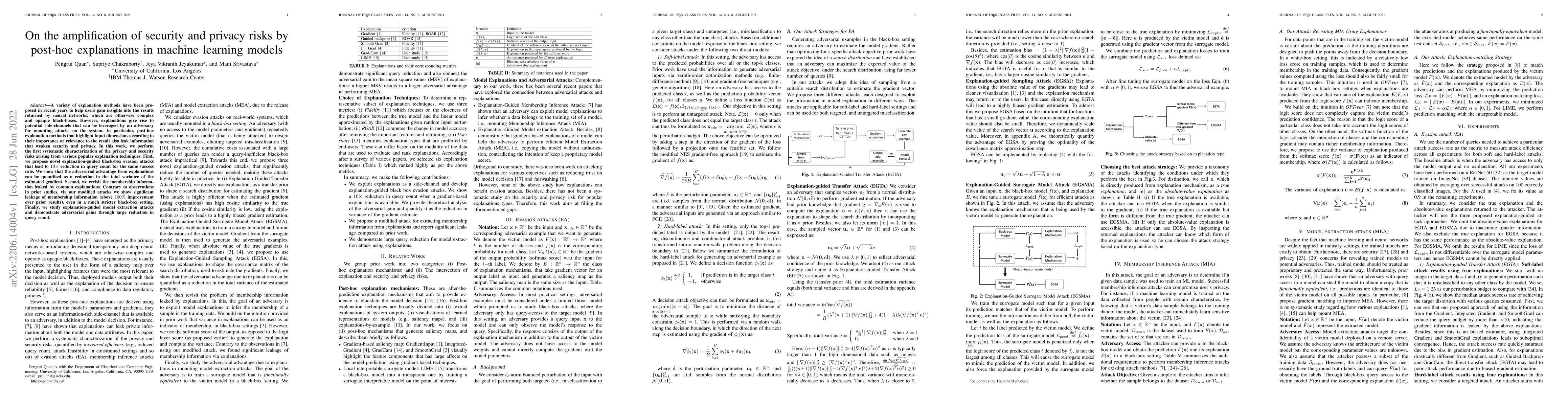 Thumbnail for On the amplification of security and privacy risks by post-hoc
  explanations in machine learning models