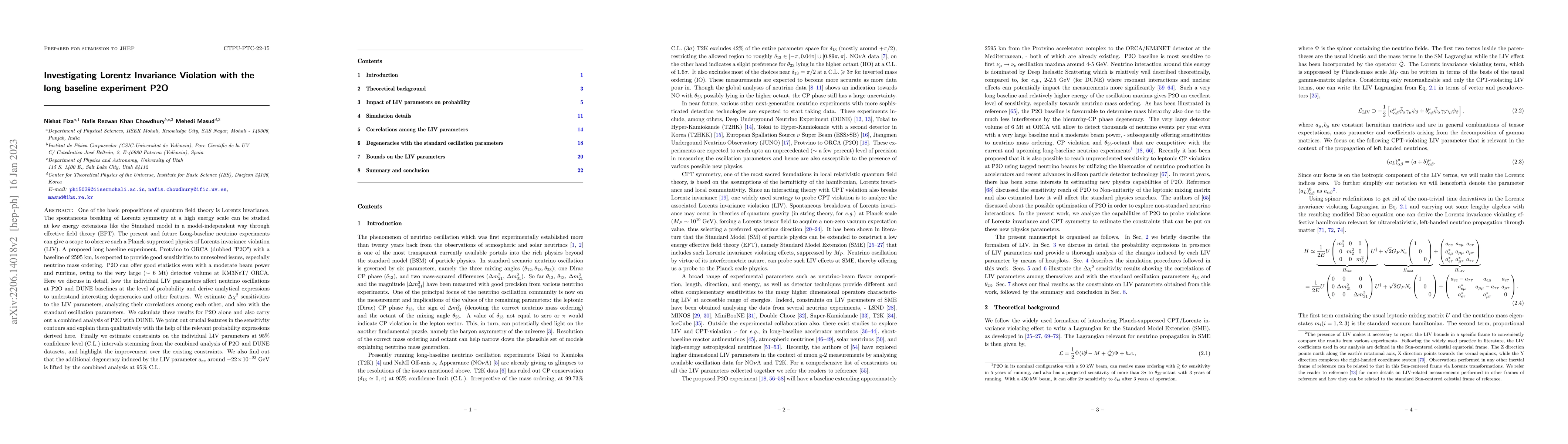 Thumbnail for Investigating Lorentz Violation with the long baseline experiment P2O