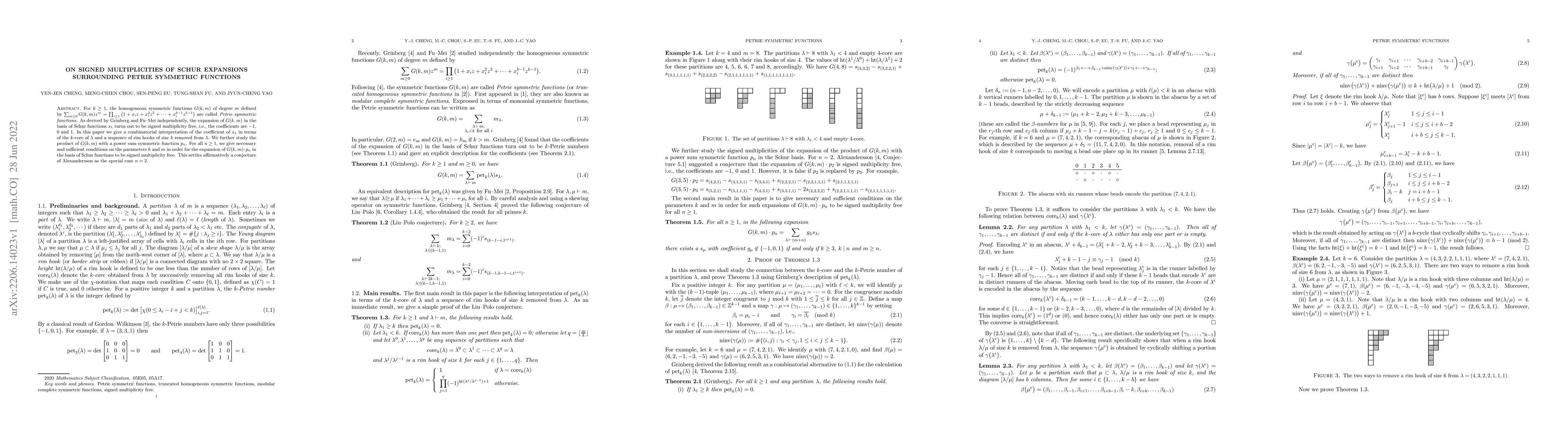 Thumbnail for On Signed Multiplicities of Schur Expansions Surrounding Petrie
  Symmetric Functions