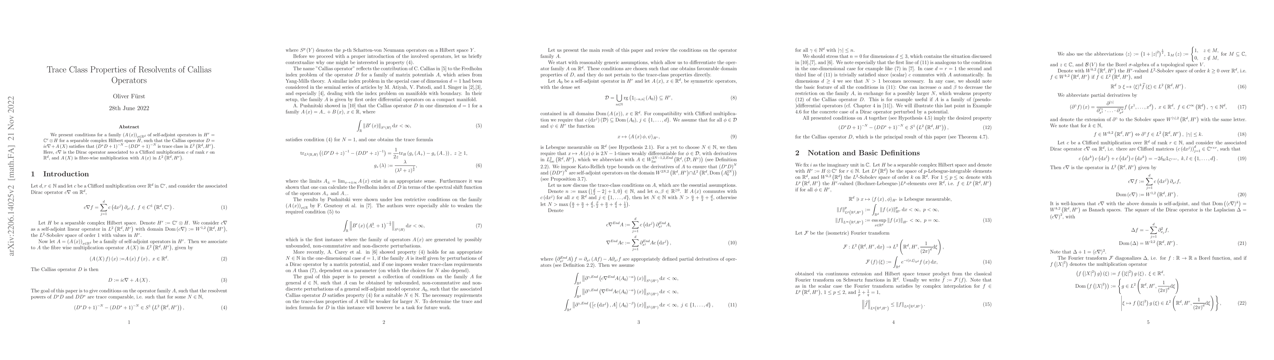 Thumbnail for Trace Class Properties of Resolvents of Callias Operators