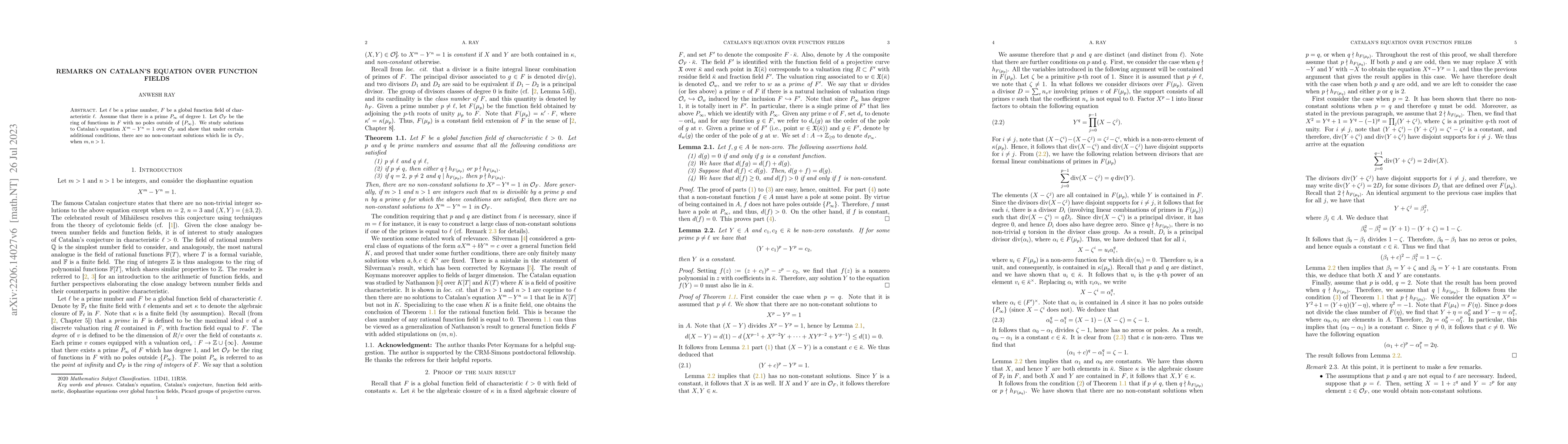 Thumbnail for Remarks on Catalan's equation over function fields