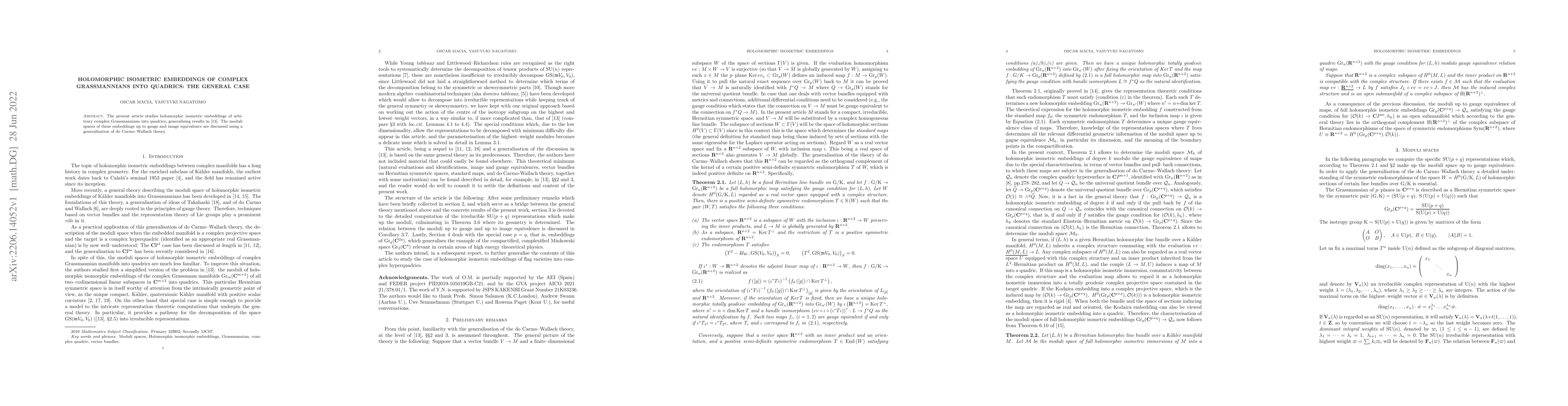 Thumbnail for Holomorphic isometric embeddings of complex Grassmannians into quadrics:
  The general case
