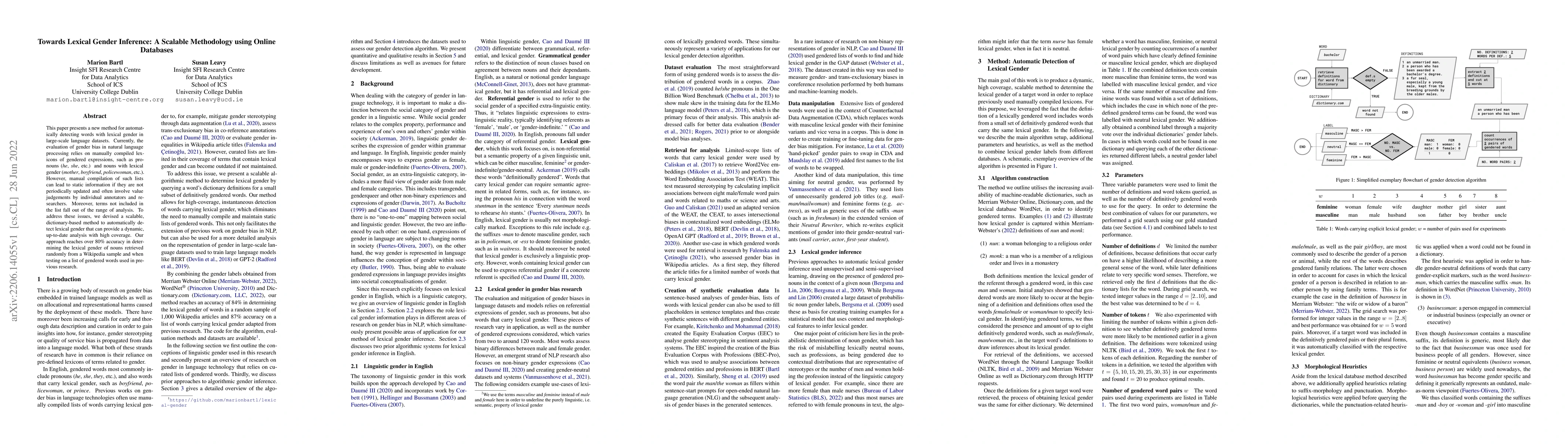 Thumbnail for Towards Lexical Gender Inference: A Scalable Methodology using Online
  Databases
