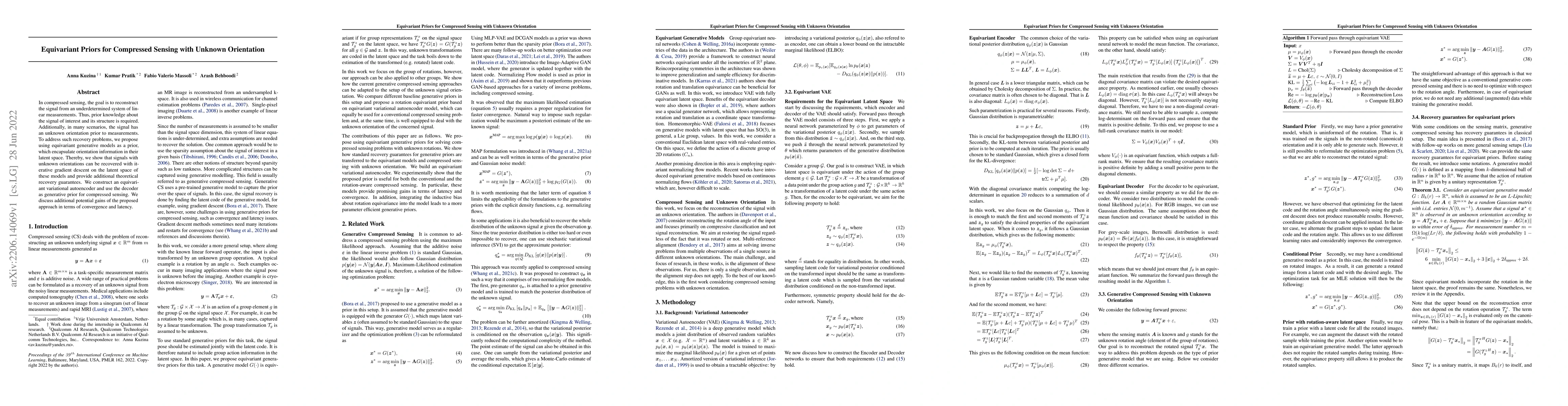 Thumbnail for Equivariant Priors for Compressed Sensing with Unknown Orientation