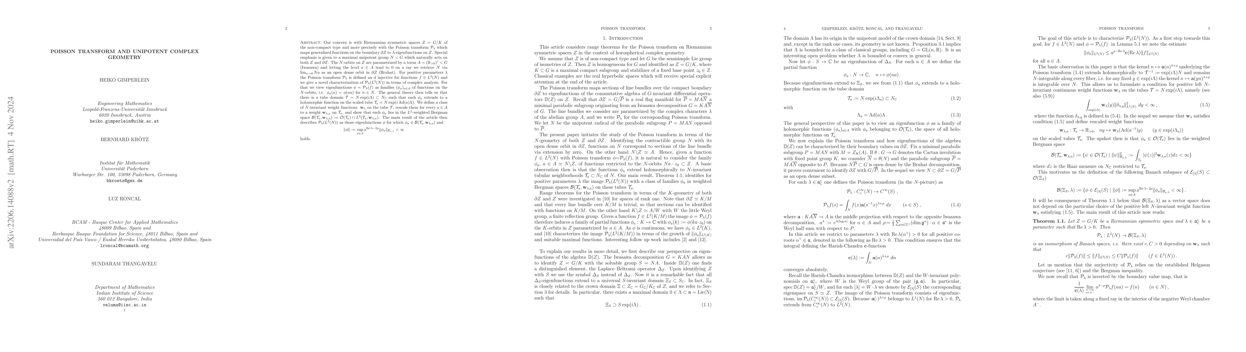 Thumbnail for Poisson transform and unipotent complex geometry