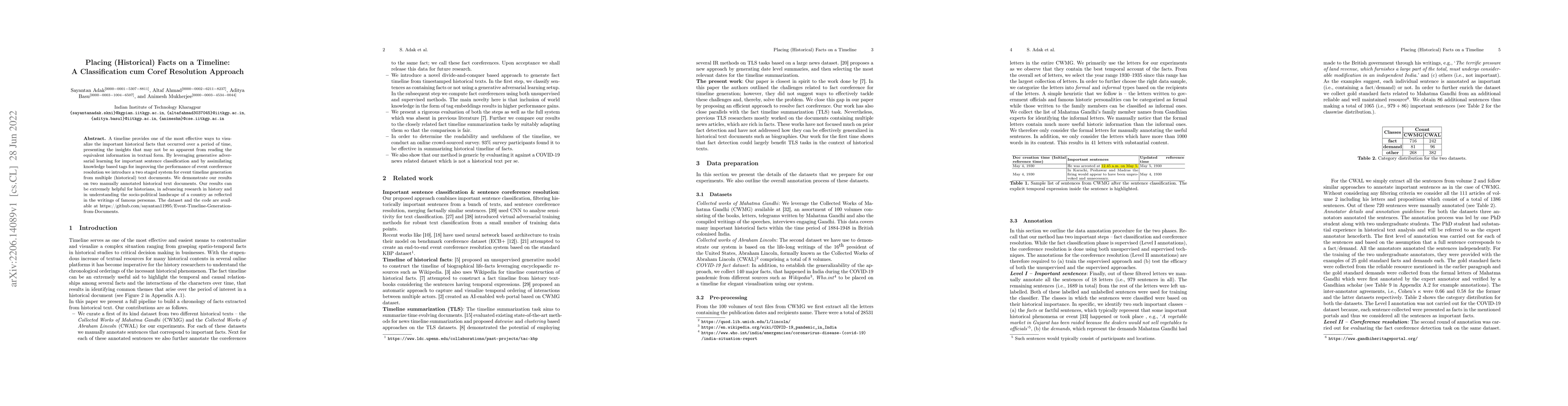 Thumbnail for Placing (Historical) Facts on a Timeline: A Classification cum Coref
  Resolution Approach