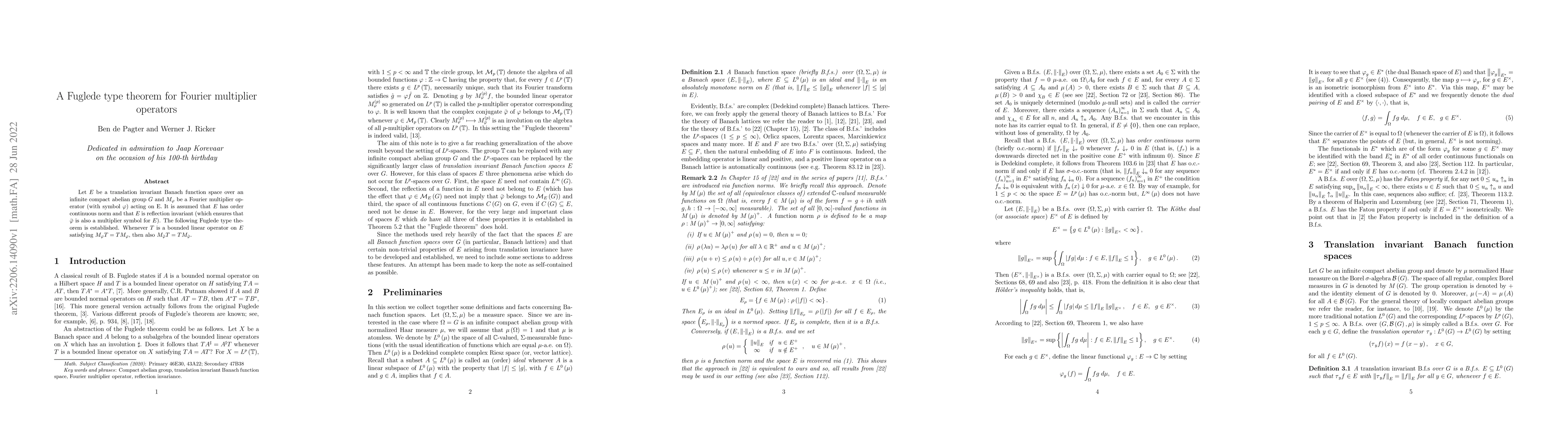 Thumbnail for A Fuglede type theorem for Fourier multiplier operators