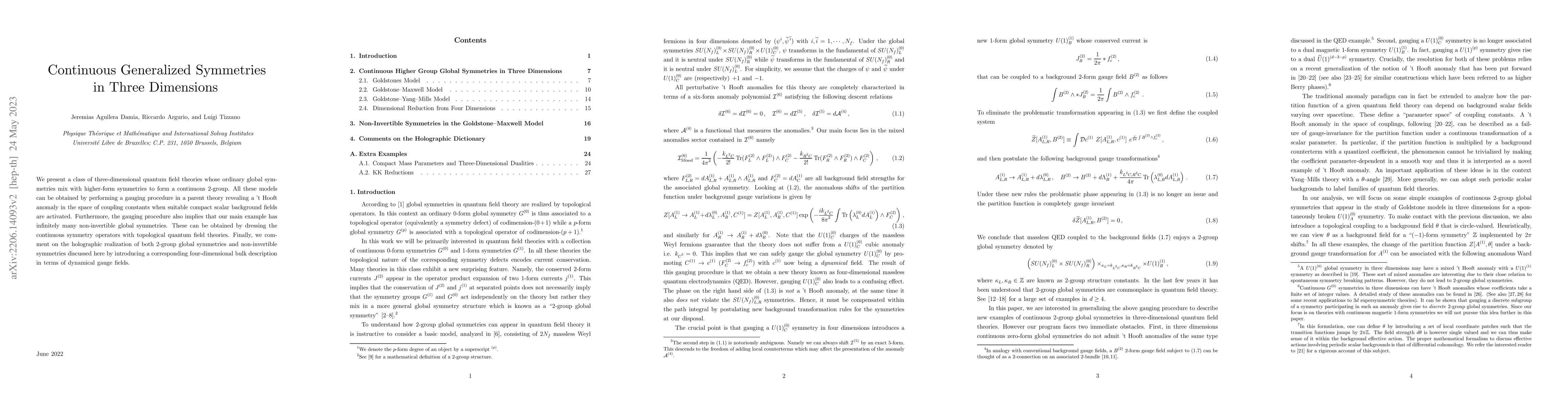 Thumbnail for Continuous Generalized Symmetries in Three Dimensions