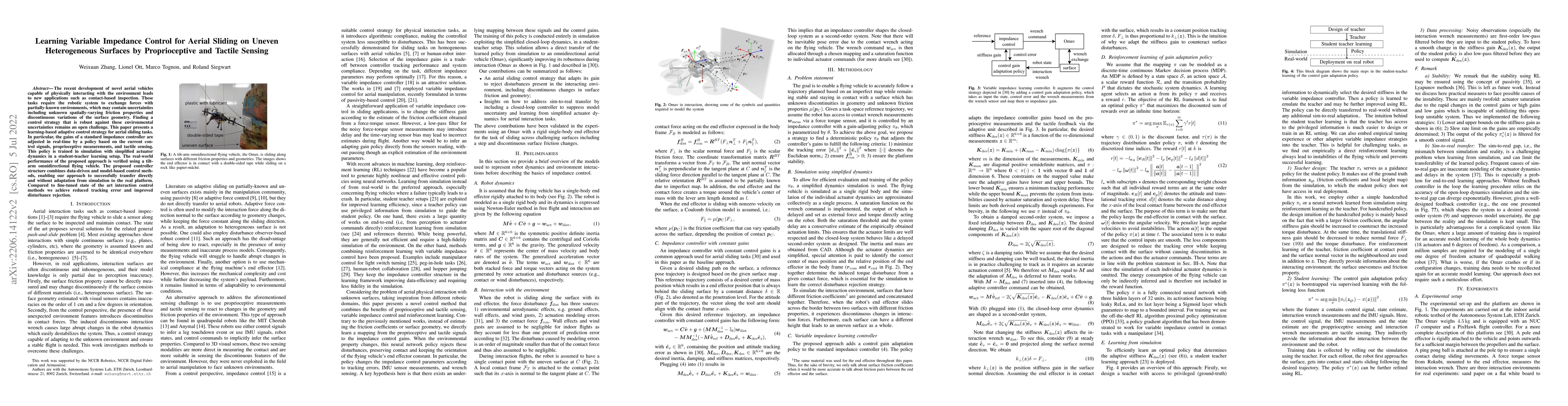Thumbnail for Learning Variable Impedance Control for Aerial Sliding on Uneven
  Heterogeneous Surfaces by Proprioceptive and Tactile Sensing