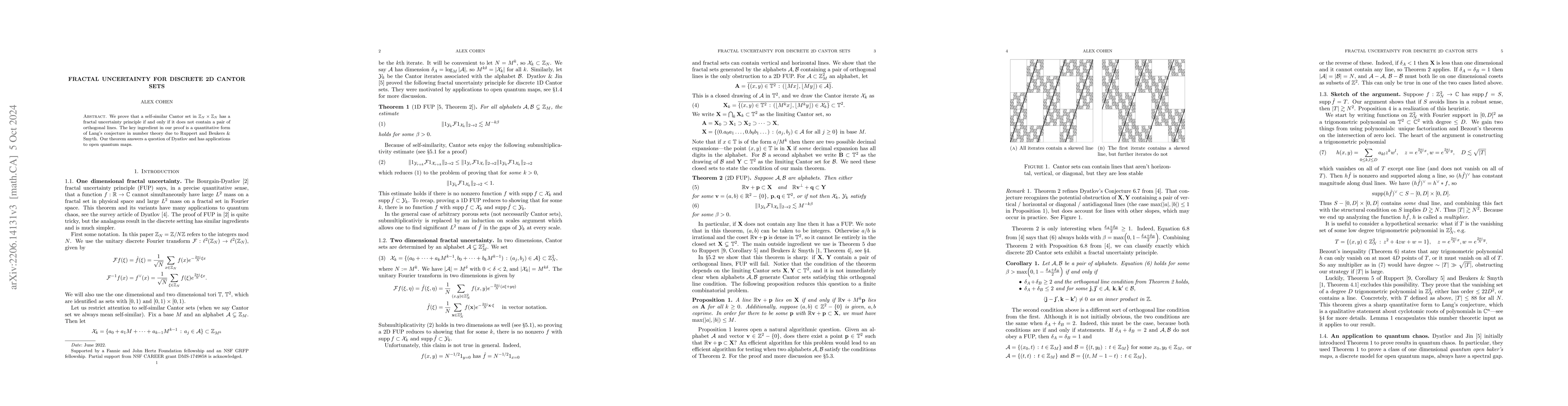 Thumbnail for Fractal uncertainty for discrete 2D Cantor sets