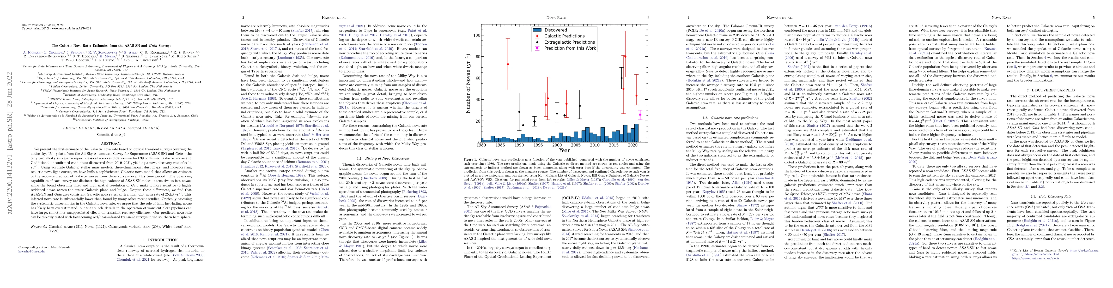 Thumbnail for The Galactic Nova Rate: Estimates from the ASAS-SN and Gaia Surveys