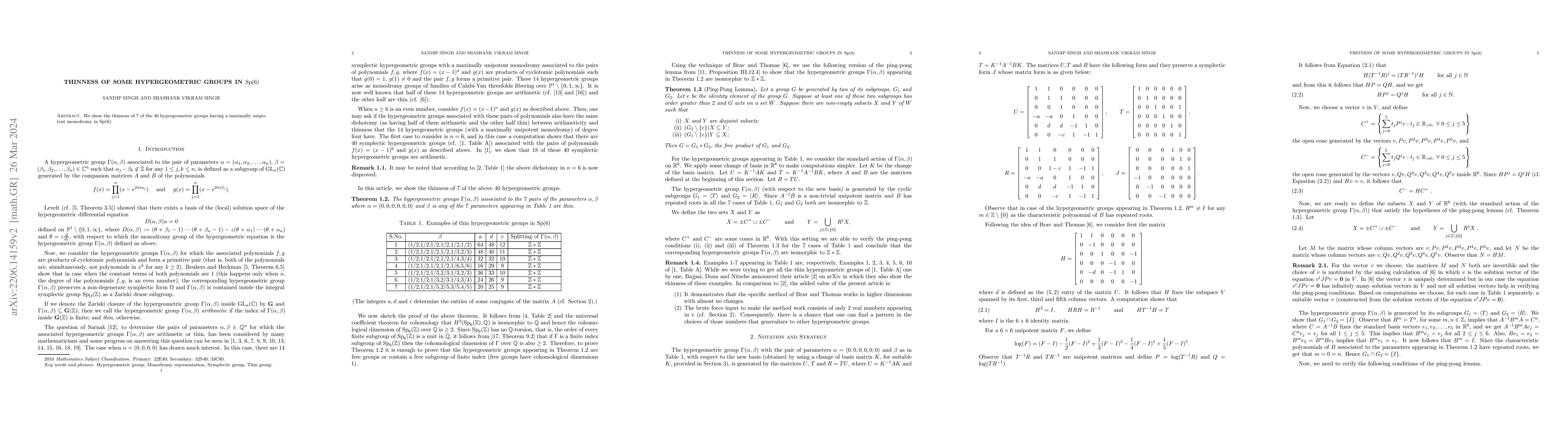 Thumbnail for Thinness of some hypergeometric groups in Sp(6)