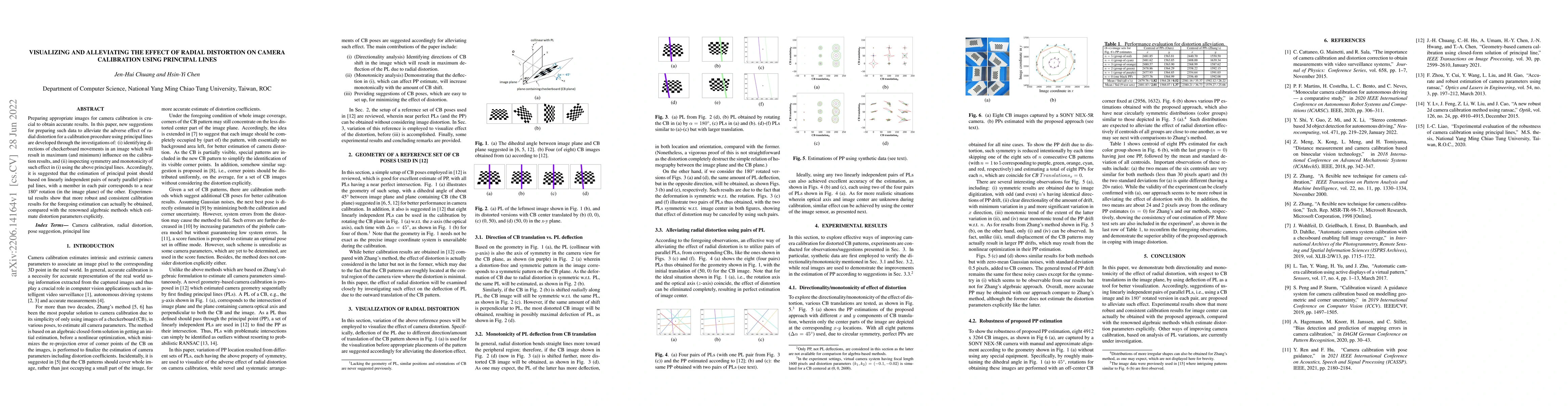 Thumbnail for Visualizing and Alleviating the Effect of Radial Distortion on Camera
  Calibration Using Principal Lines