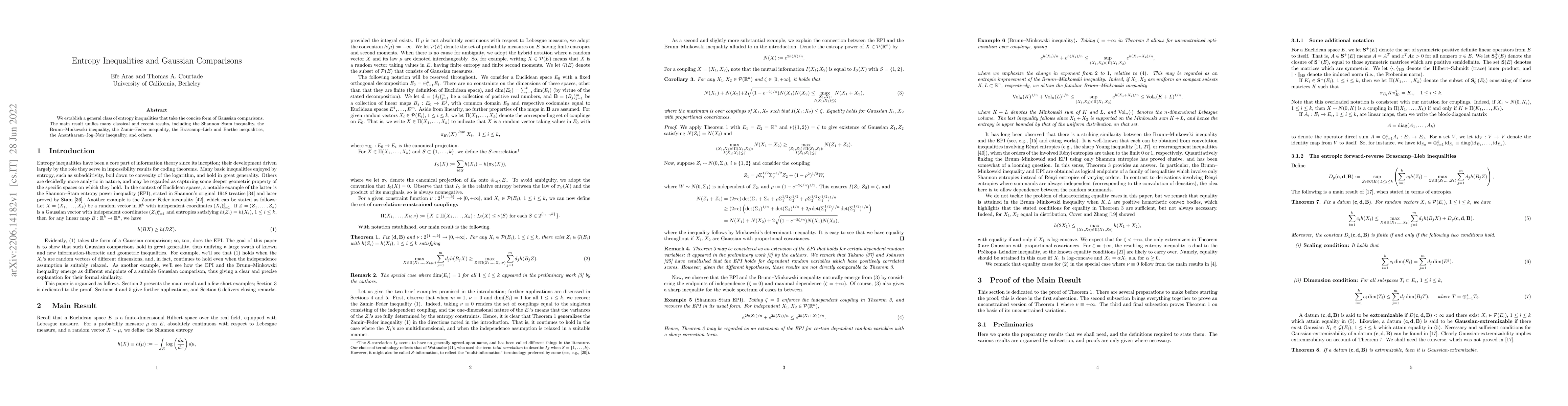 Thumbnail for Entropy Inequalities and Gaussian Comparisons