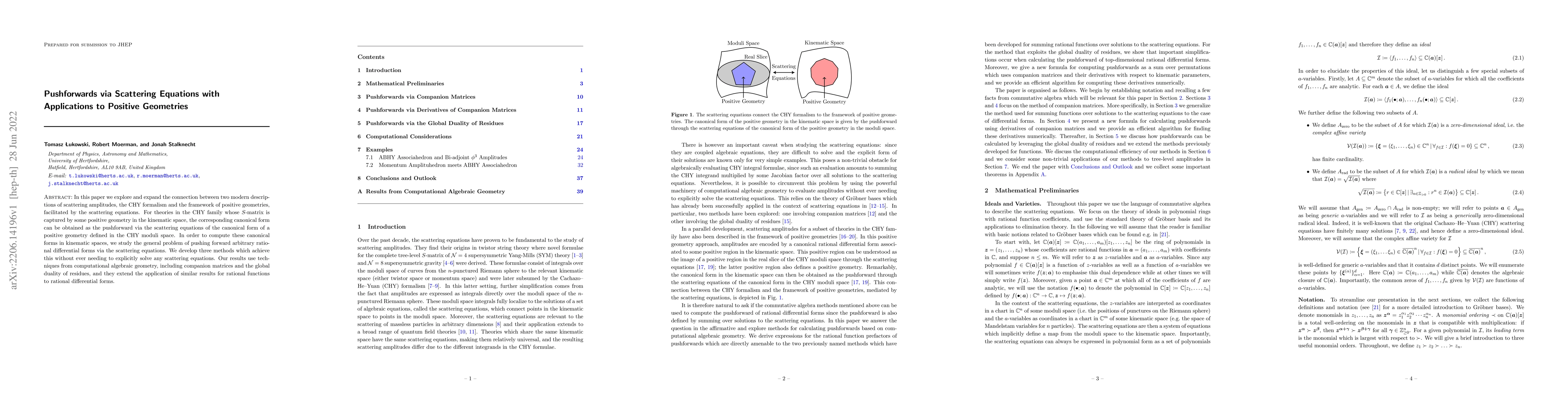 Thumbnail for Pushforwards via Scattering Equations with Applications to Positive
  Geometries