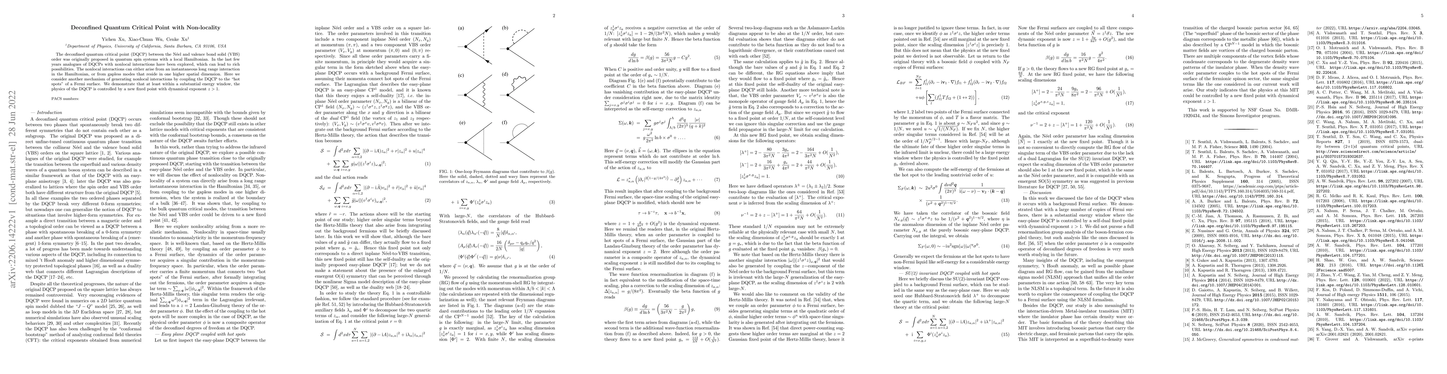Thumbnail for Deconfined Quantum Critical Point with Non-locality