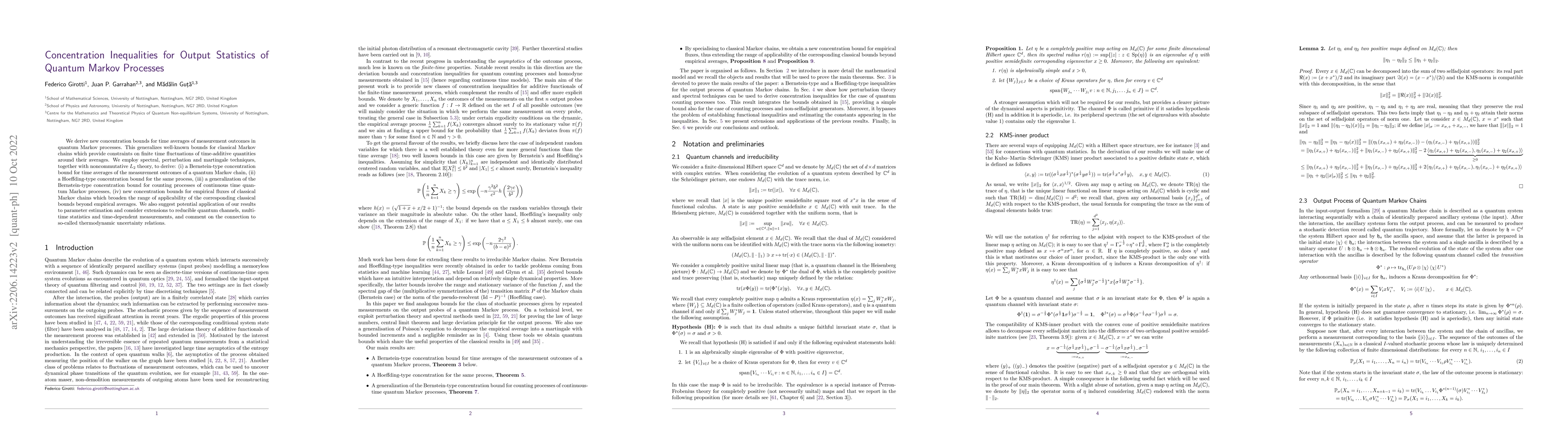 Thumbnail for Concentration Inequalities for Output Statistics of Quantum Markov
  Processes