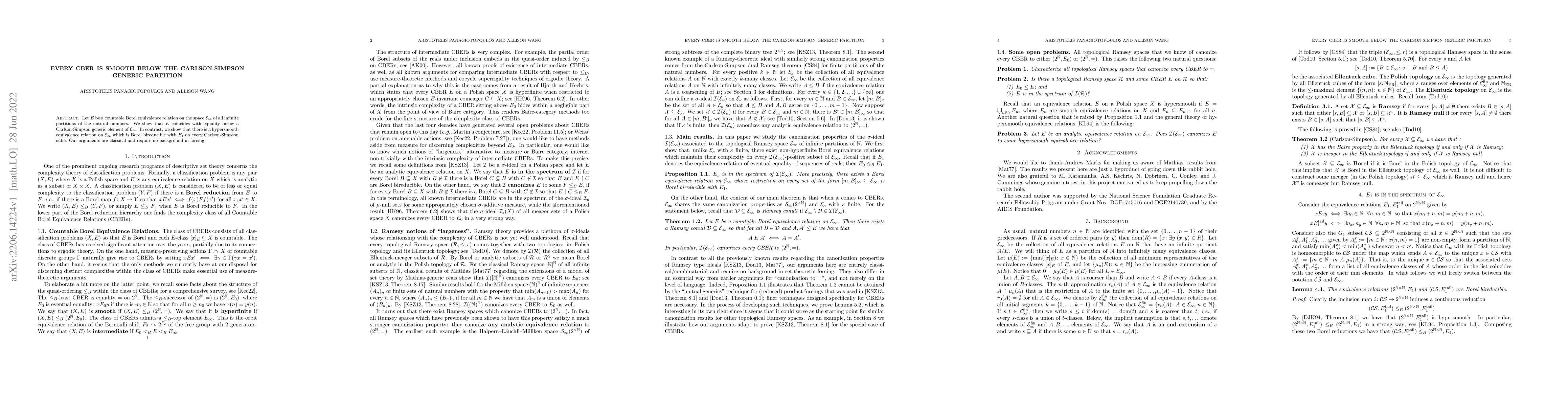 Thumbnail for Every CBER is smooth below the Carlson-Simpson generic partition