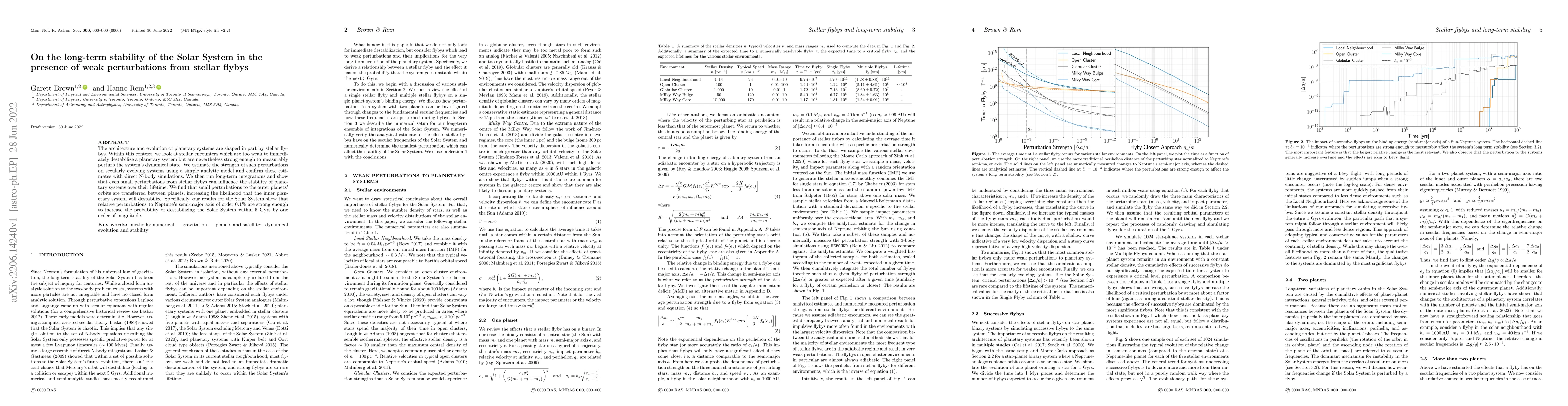 Thumbnail for On the long-term stability of the Solar System in the presence of weak
  perturbations from stellar flybys