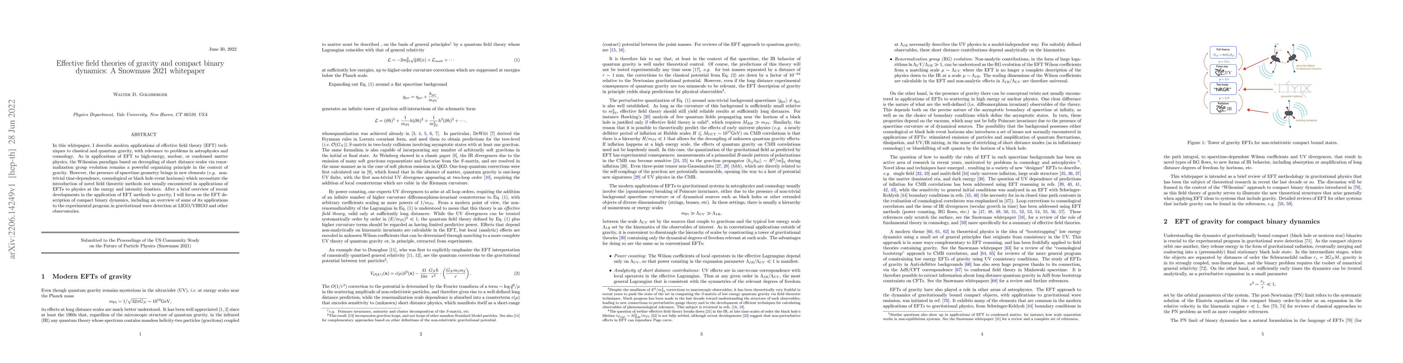 Thumbnail for Effective field theories of gravity and compact binary dynamics: A
  Snowmass 2021 whitepaper