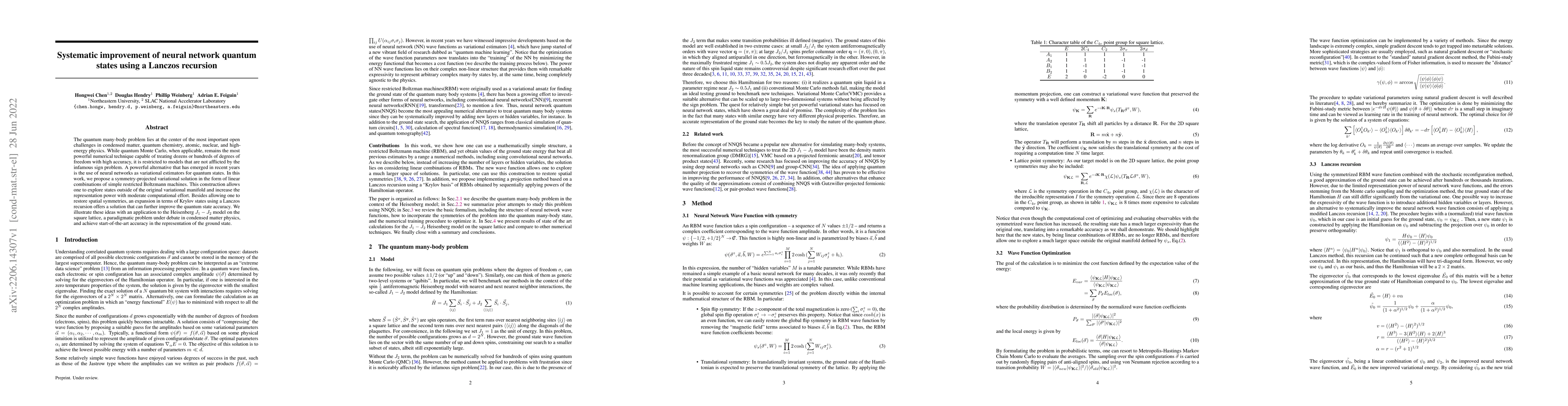 Thumbnail for Systematic improvement of neural network quantum states using a Lanczos
  recursion