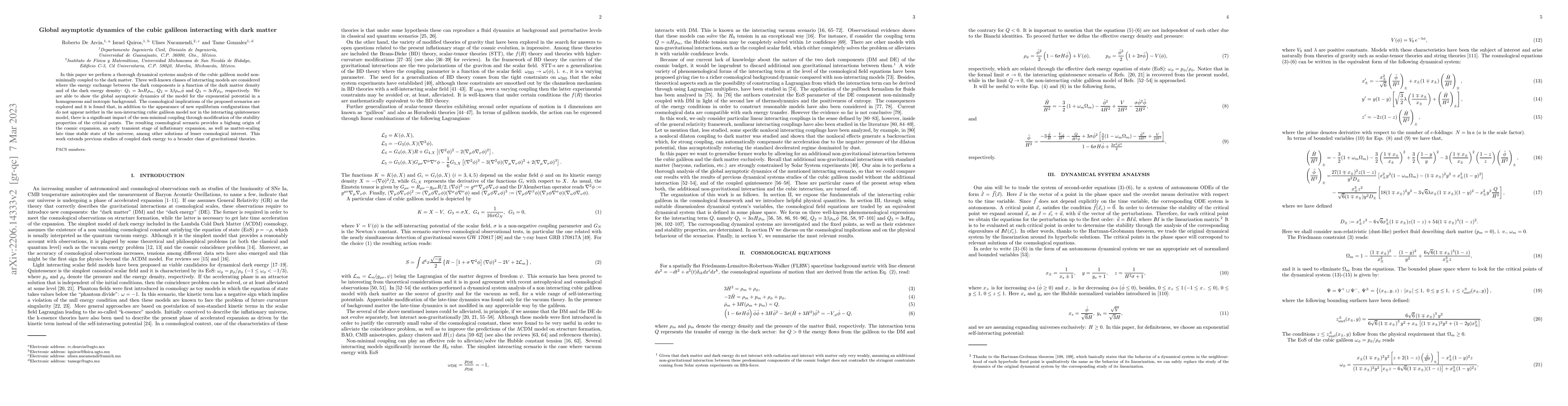 Thumbnail for Global asymptotic dynamics of the cubic galileon interacting with dark
  matter