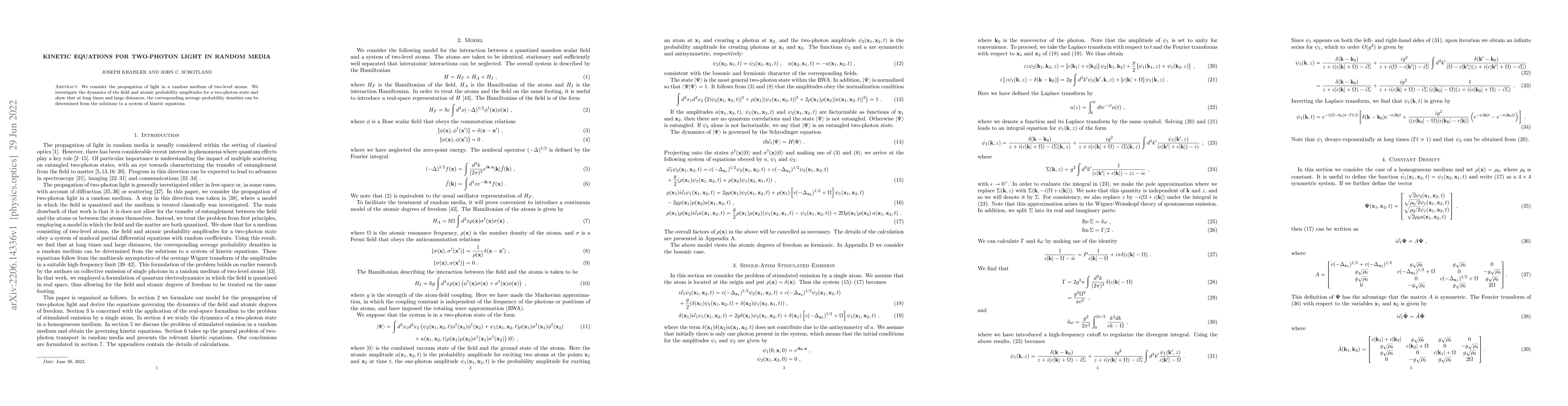 Thumbnail for Kinetic equations for two-photon light in random media