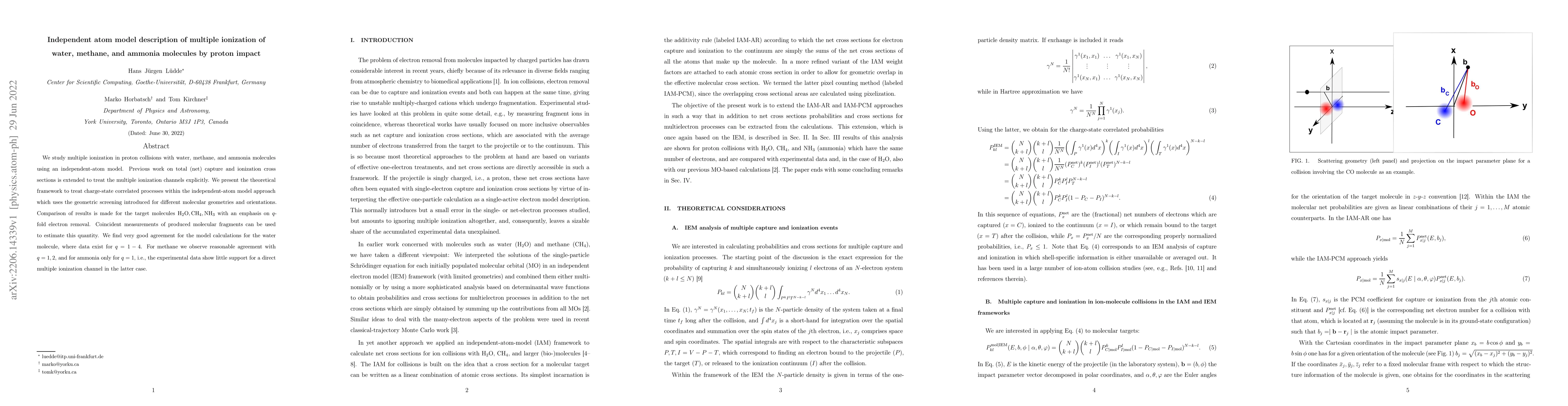 Thumbnail for Independent atom model description of multiple ionization of water,
  methane, and ammonia molecules by proton impact