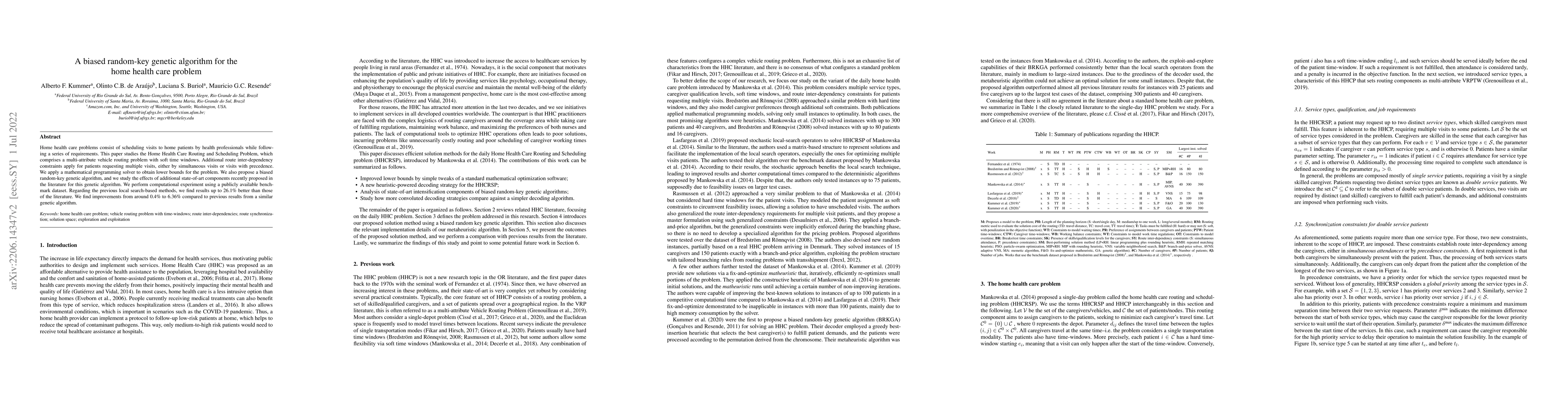 Thumbnail for A biased random-key genetic algorithm for the home health care problem