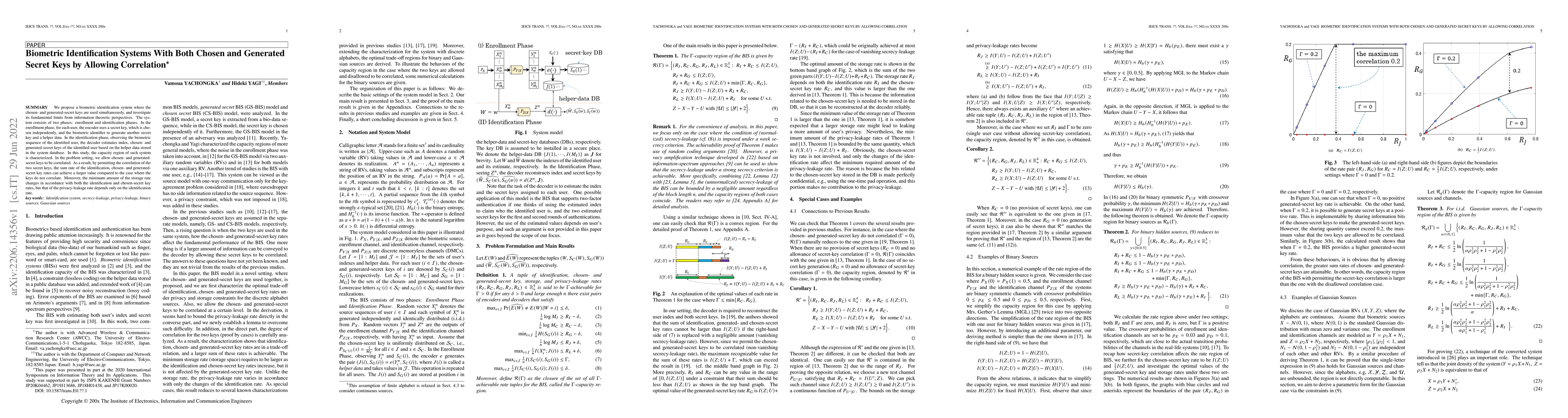 Thumbnail for Biometric Identification Systems With Both Chosen and Generated Secret
  Keys by Allowing Correlation