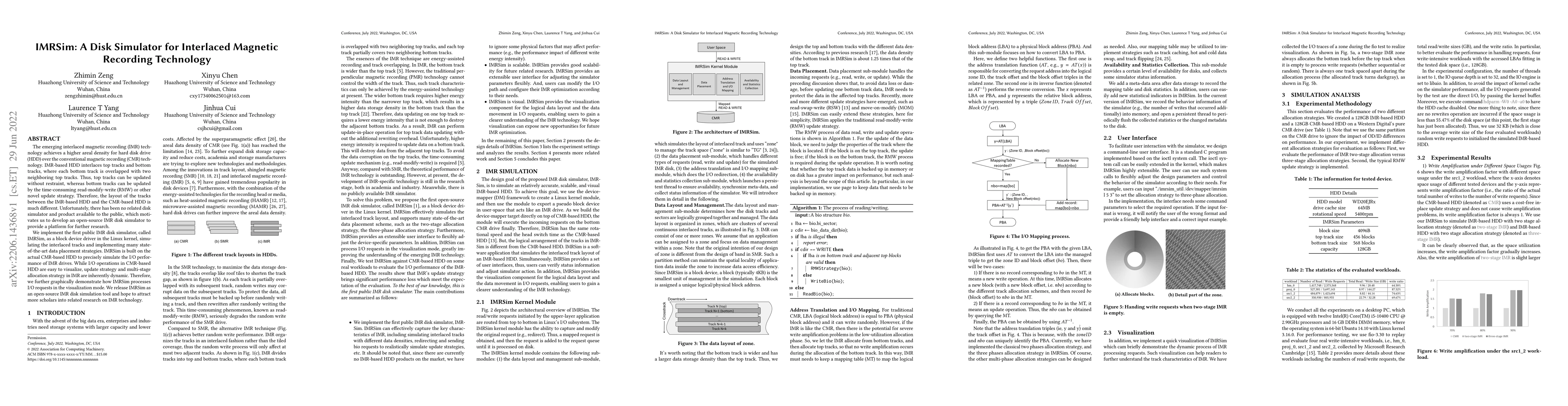 Thumbnail for IMRSim: A Disk Simulator for Interlaced Magnetic Recording Technology