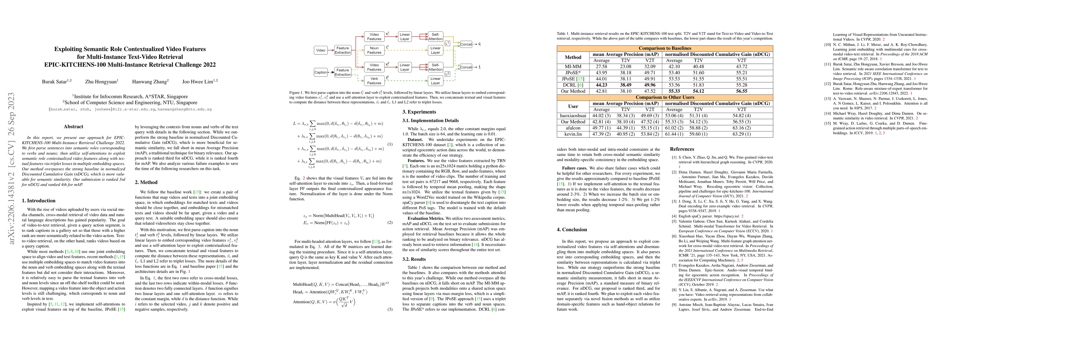 Thumbnail for Exploiting Semantic Role Contextualized Video Features for
  Multi-Instance Text-Video Retrieval EPIC-KITCHENS-100 Multi-Instance
  Retrieval Challenge 2022