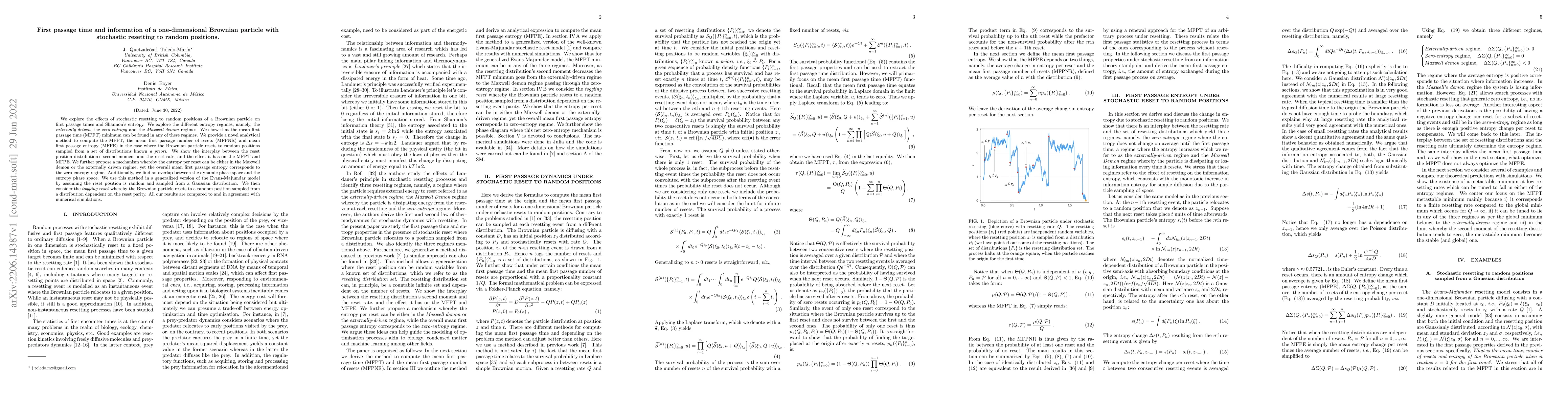 Thumbnail for First passage time and information of a one-dimensional Brownian
  particle with stochastic resetting to random positions