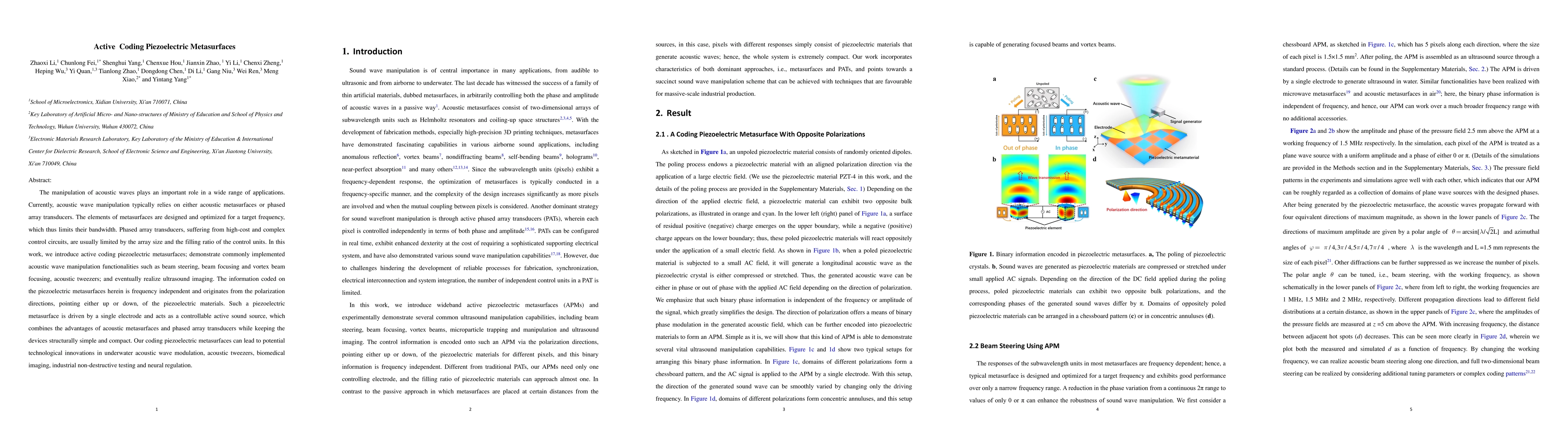 Thumbnail for Active Coding Piezoelectric Metasurfaces