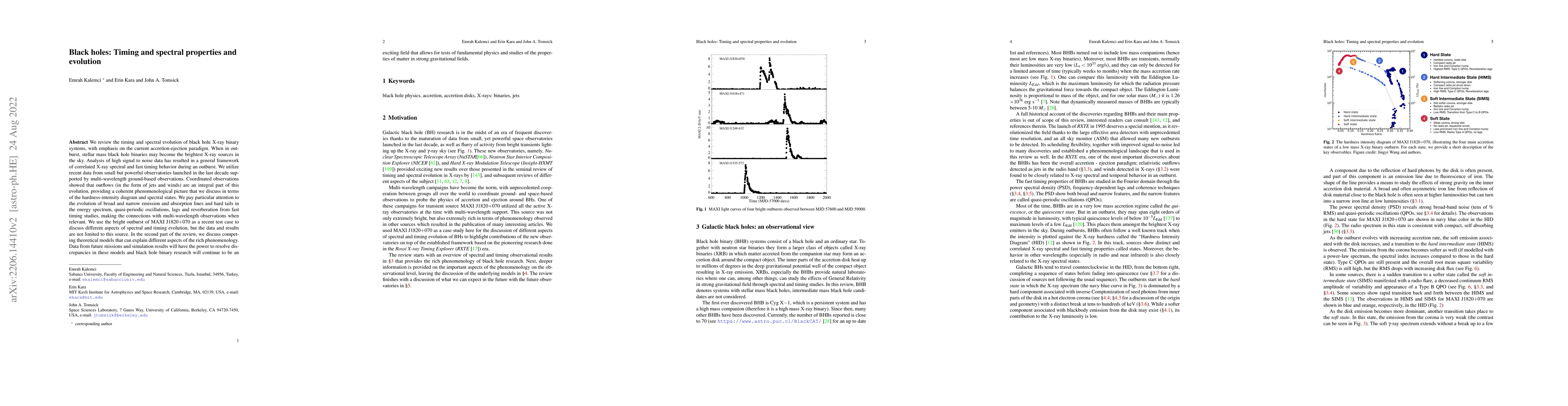 Thumbnail for Black holes: Timing and spectral properties and evolution
