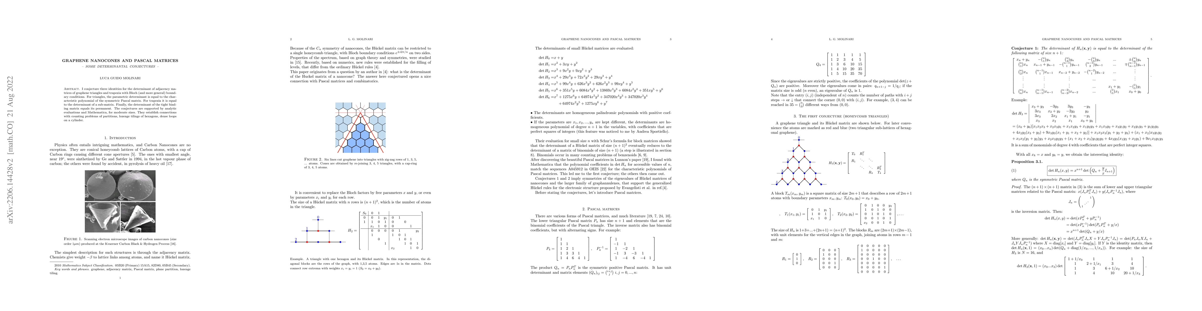 Thumbnail for Graphene nanocones and Pascal matrices