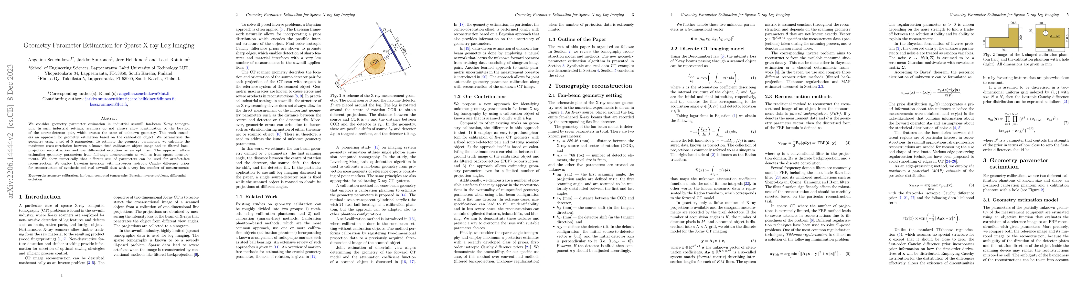 Thumbnail for Geometry parameter estimation for sparse X-ray log imaging