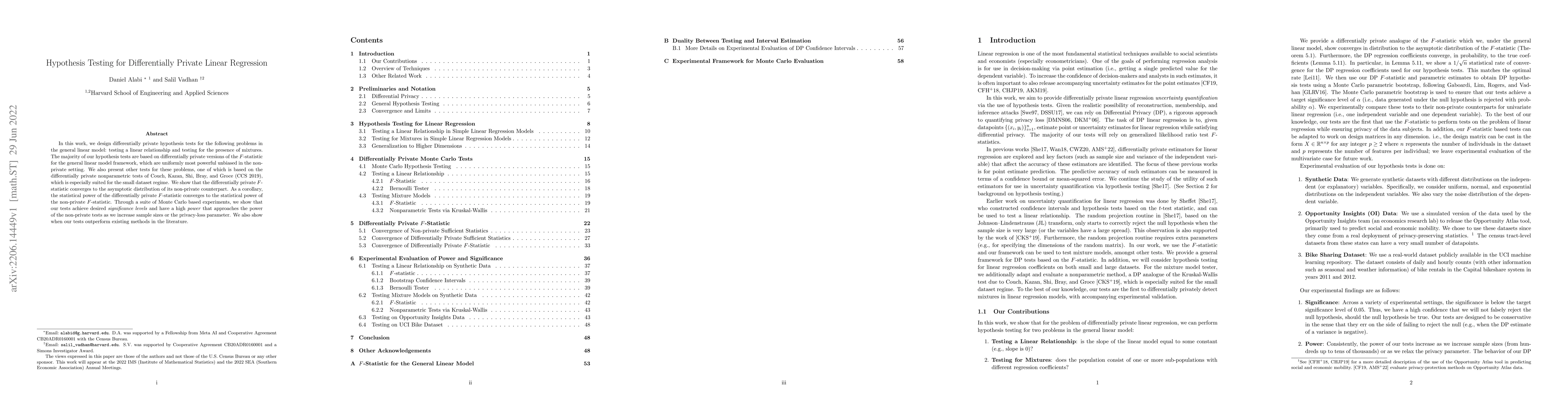 Thumbnail for Hypothesis Testing for Differentially Private Linear Regression
