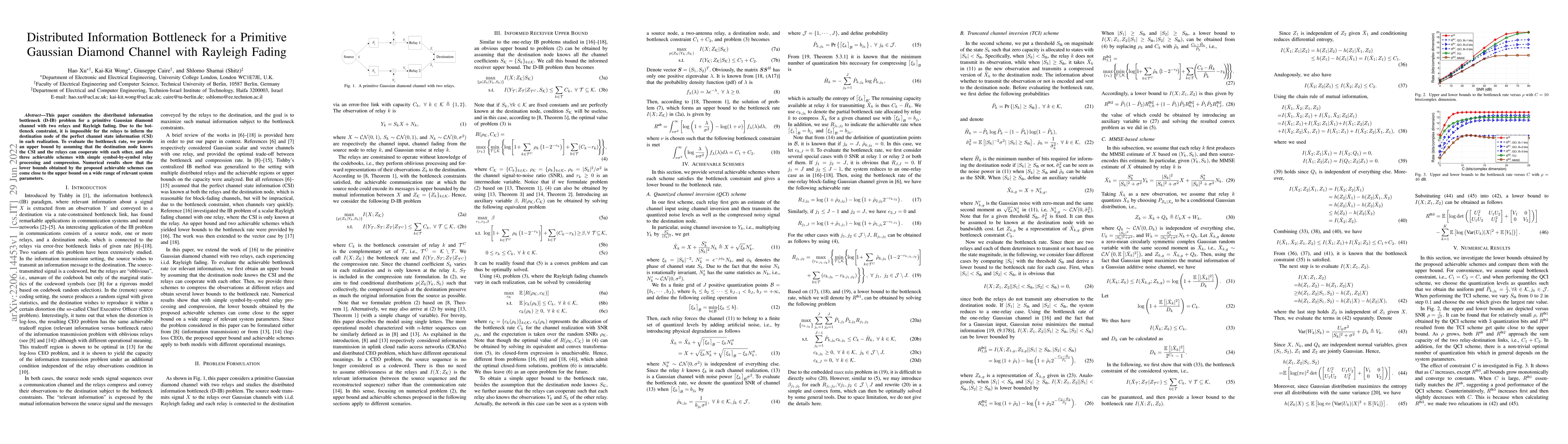 Thumbnail for Distributed Information Bottleneck for a Primitive Gaussian Diamond
  Channel with Rayleigh Fading