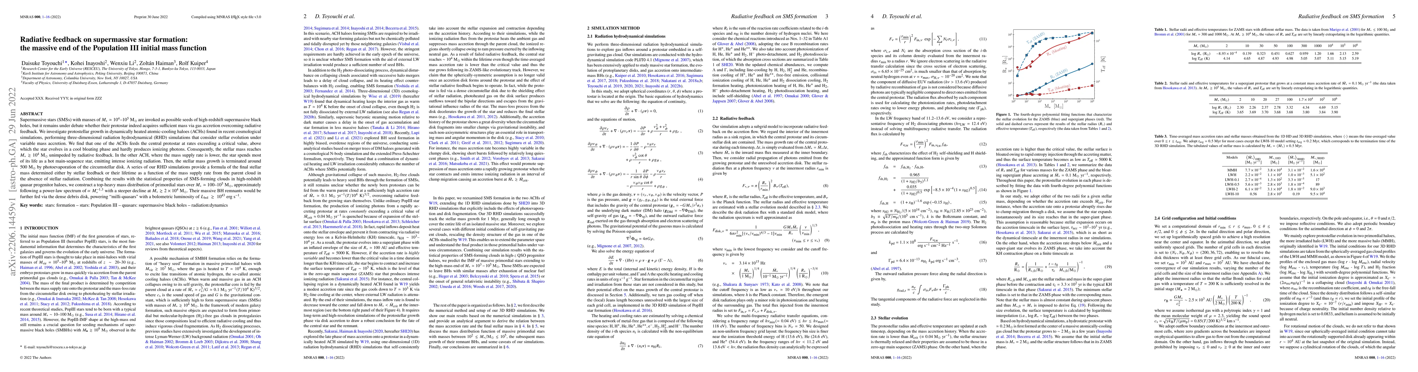 Thumbnail for Radiative feedback on supermassive star formation: the massive end of
  the Population III initial mass function