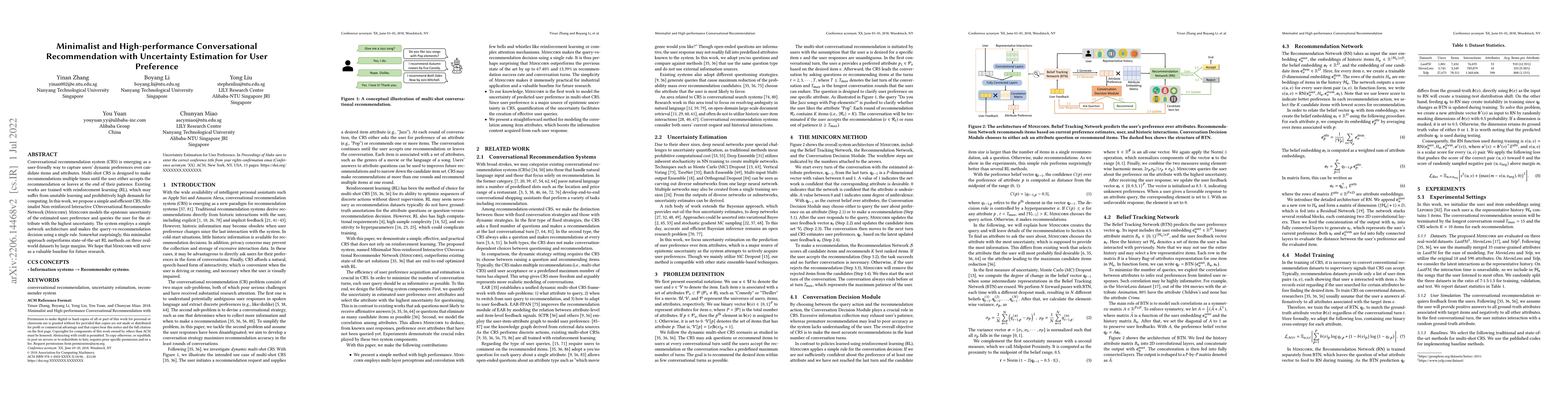 Thumbnail for Minimalist and High-performance Conversational Recommendation with
  Uncertainty Estimation for User Preference