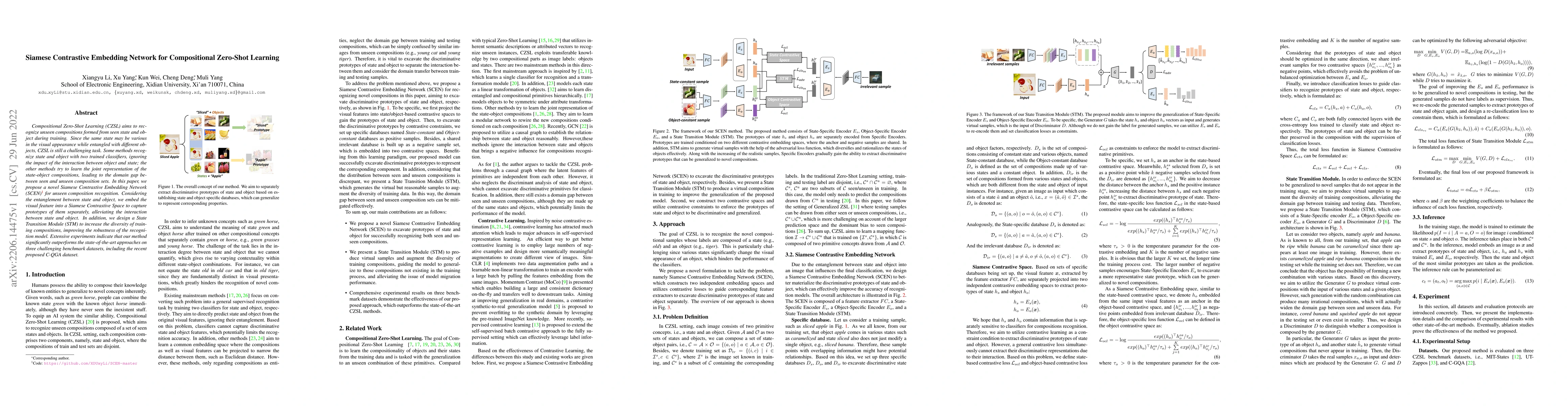 Thumbnail for Siamese Contrastive Embedding Network for Compositional Zero-Shot
  Learning