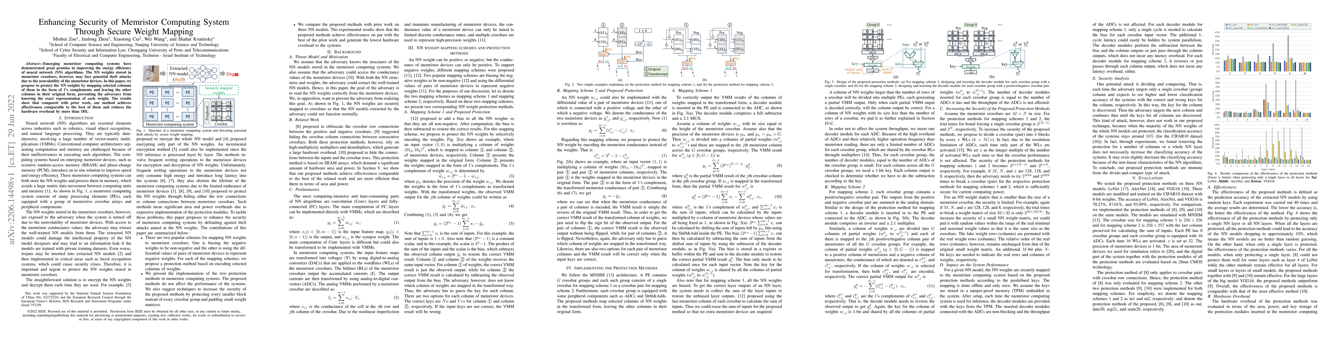 Thumbnail for Enhancing Security of Memristor Computing System Through Secure Weight
  Mapping