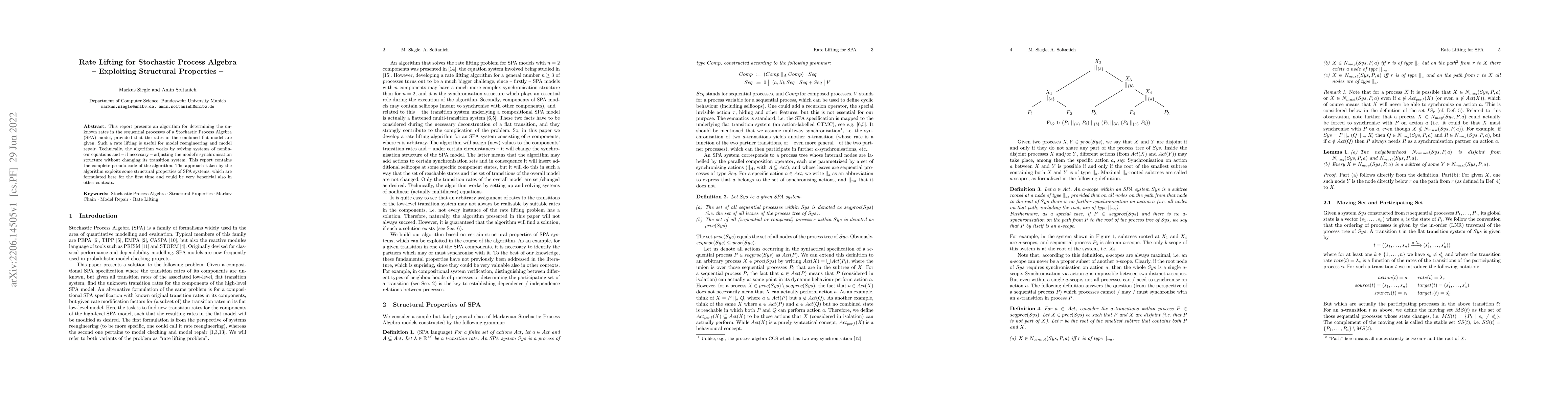 Thumbnail for Rate Lifting for Stochastic Process Algebra: Exploiting Structural
  Properties