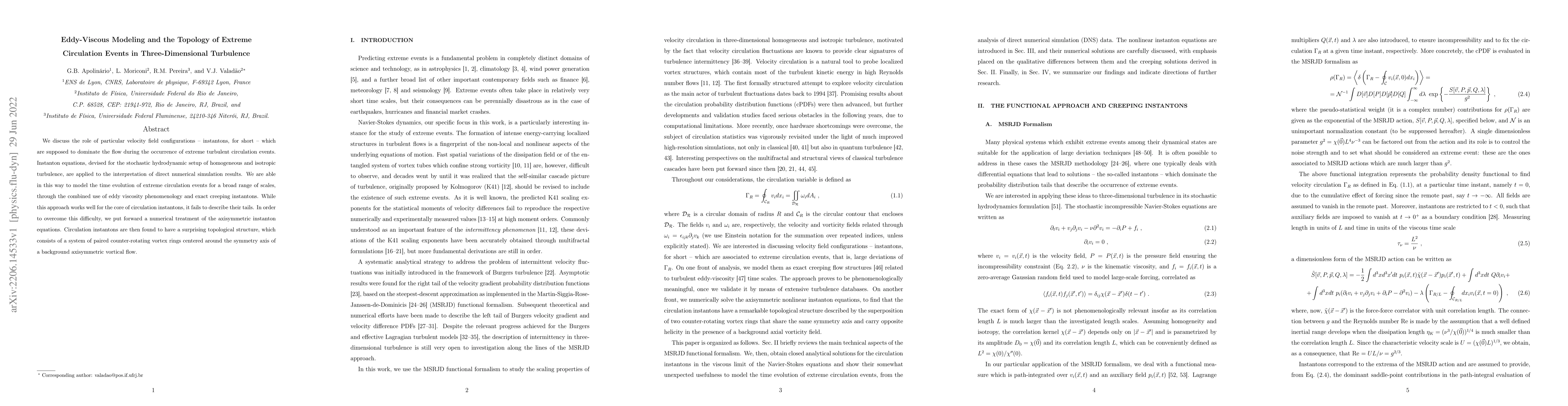 Thumbnail for Eddy-Viscous Modeling and the Topology of Extreme Circulation Events in
  Three-Dimensional Turbulence